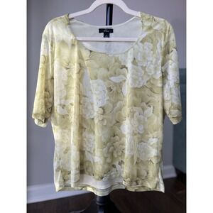 Pale Green Fairy Garden Floral French Chic Women's Dress Top Size 1X St Pats Day
